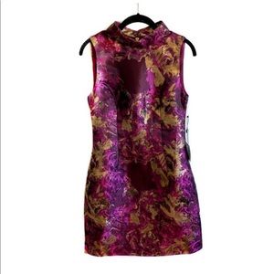 NWT Laundry metallic jacquard high neck dress